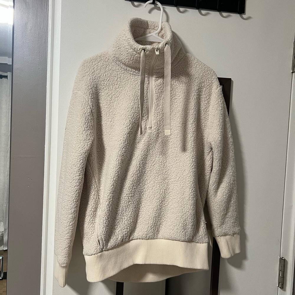 Athleta Cream Sherpa Half-Zip Pullover